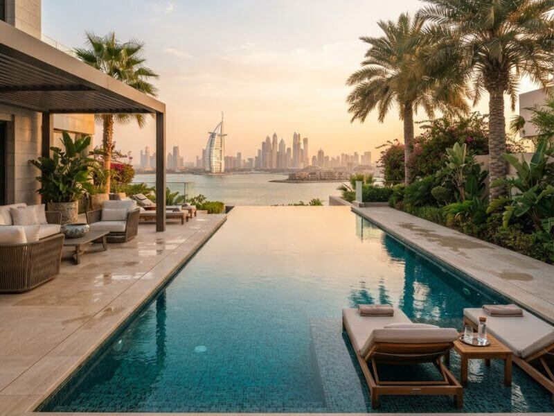 Pristine infinity pool at a luxury Dubai villa