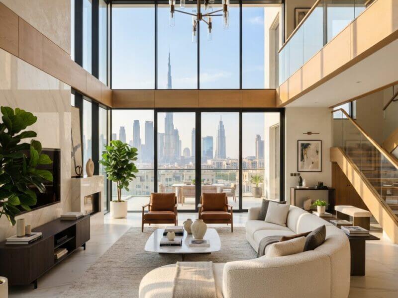 Newly renovated double-height luxury villa interior